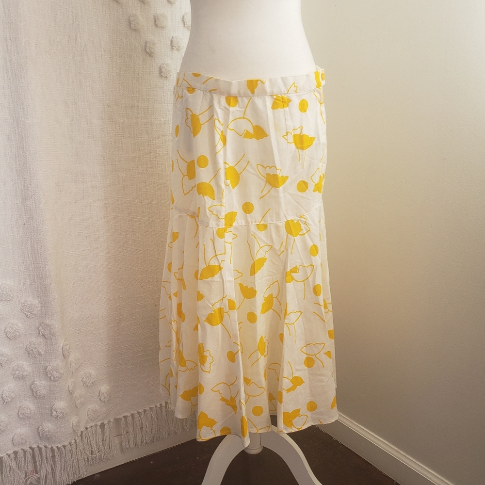 80's Yellow & White Floral Skirt